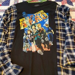 My Hero Academia Upcycled Tshirt Flannel